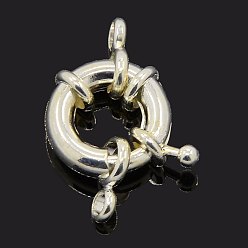 Silver Brass Spring Ring Clasps, Silver Color Plated, 17x4mm, Hole: 4mm