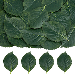 Dark Green Polyester Artificial Leaf, Dark Green, 185x119x4mm, Hole: 2.5mm