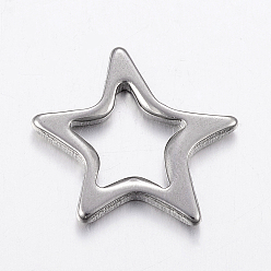Stainless Steel Color 304 Stainless Steel Linking Rings, Star, Stainless Steel Color, 16x17x2mm