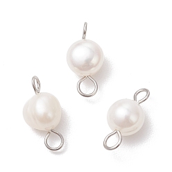 Нержавеющая Сталь Цвет Подвески-подвески из натурального культивированного пресноводного жемчуга с двух сторон полированные, с 304 двойными петлями из нержавеющей стали, кремово-белые, цвет нержавеющей стали, 14.5x7 мм, отверстие : 2.5 мм