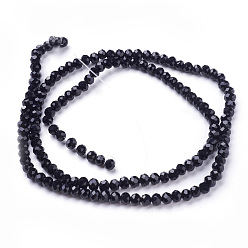 Black Glass Beads Strands, Faceted(32 Facets), Round, Black, 4mm, Hole: 1mm, about 98pcs/strand, 13.7 inch