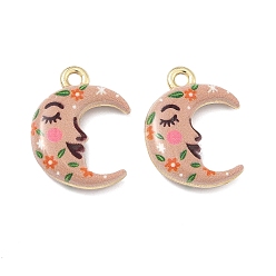 Луна Печатные подвески сплава, стойки покрытие, без кадмия, без никеля и без свинца, золотые, Луна прелести, 19x14x4.5 мм, отверстие : 1.8 мм