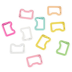 Mixed Color 10Pcs Spray Painted Spring Gate Rings, Cat Shape, Mixed Color, 22x30x4.2mm