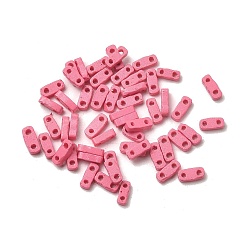 Pink 2 Отверстие для выпечки краски стеклянные бусины, прямоугольные, розовые, 5x2x1.5 мм, отверстие : 0.7 мм