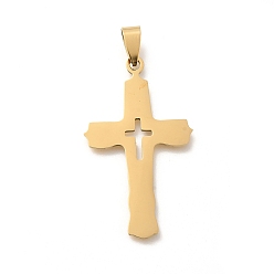 Золотой 201 подвески из нержавеющей стали, лазерная резка, крест очарование, золотые, 44.5x26x1.5 мм, отверстие : 9x4.5 мм