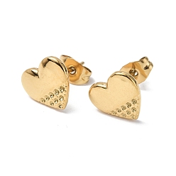 Real 18K Gold Plated Ion Plating(IP) 304 Stainless Steel Heart Stud Earrings for Women, Real 18K Gold Plated, 9.5x10.5mm, Pin: 0.7mm