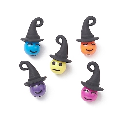 (52) Непрозрачная лаванда Акриловые подвески, выпечка окрашены, 3 d волшебная шляпа, раунд с выражением, разноцветные, 18x11x11 мм, отверстие : 1.5 мм