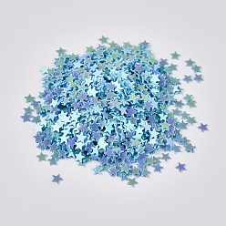 SteelBlue Украшение аксессуаров пластиковая пайетка / блестки бисер, нет отверстий / неосвещенных бусинок, звезда, Небесно-голубой, 3x3x0.3 мм, о 264705 шт / фунт