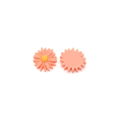Coral Opaque Resin Cabochons, Sunflower, Coral, 25x6.5mm