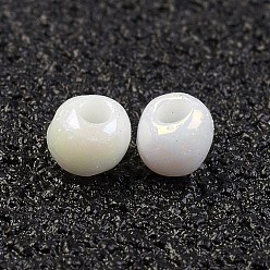 White 12/0 Grade A Round Glass Seed Beads, Opaque Colours Rainbow, White, 2x1.5mm, Hole: 0.5mm, about 45000pcs/pound