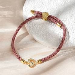 Letter S Регулируемые браслеты из нейлона, латунные микропаве кубические цирконии буквы подвески ювелирные изделия для женщин мужчин, стойки покрытие, долговечный, Письмо с, 1/8 дюйм (0.3 см), внутренний диаметр: 2-5/8 дюйм (6.6 см)