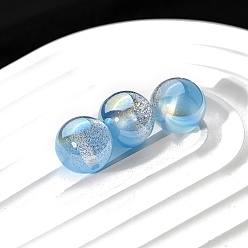 Светло-Голубой 30шт градиентного цвета непрозрачные бусины из смолы, с блеском порошок, круглые, Небесно-голубой, 8 мм