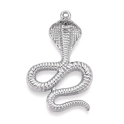 Платина Подвески из сплава , кобра, без кадмия и без свинца, платина, 44x27.5x8 мм, отверстие : 1.8 мм