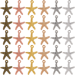 (52) Непрозрачная лаванда 120 шт 6 цвета подвески из сплава в тибетском стиле, прелести морская звезда, разноцветные, 16x13.5x2 мм, отверстие : 1.4 мм, 20 шт / цвет