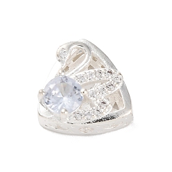 Серебро Стойки обшивки латунь микро проложить кубического циркония бусы, со стеклом, долговечный, без свинца и без кадмия, треугольные, серебряные, 12x12x7 мм, отверстие : 1.6 мм