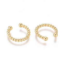 Golden Brass Cuff Earrings, Long-Lasting Plated, Golden, 14x1.8~2.7mm