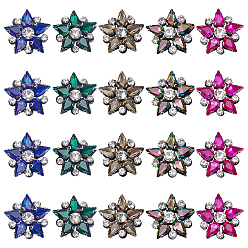 (52) Непрозрачная лаванда 20 шт. 5 цветные стеклянные стразы звезды пришивные/приклеиваемые нашивки, аппликации из ткани, разноцветные, 30.5x32x7 мм, 4 шт / цвет