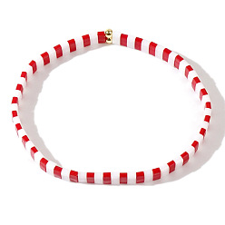 Красный Рождественские эластичные браслеты из акриловых бусин для женщин, красные, 6.30 дюйм (16 см) ~ 6.50 дюйм (16.5 см)