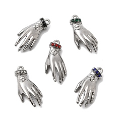 (52) Непрозрачная лаванда 304 подвески из нержавеющей стали с микропаве из стразов, ручные прелести, цвет нержавеющей стали, разноцветные, 21.5x10x6 мм, отверстие : 1.2 мм