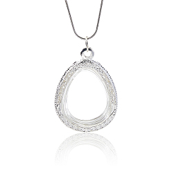 Серебро 1 подвески-медальоны в форме капли из сплава, с акриловыми кабошонами и соединительными кольцами, серебряные, 57x42x14 мм, отверстие : 5 мм