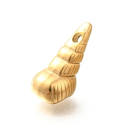 Настоящее золото 18K Ионное покрытие (ip) 304 подвески из нержавеющей стали, очарование раковины, реальный 18 k позолоченный, 26x11.5x12 мм, отверстие : 1.8 мм