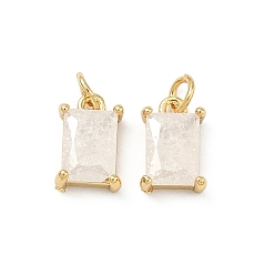 Белый Кулон из циркония, прямоугольник амулеты, без свинца и без кадмия, стойки покрытие, долговечный, реальный 18 k позолоченный, белые, 9.5x6x3 мм, Перейти кольцо: 4x0.8 мм, 2.5 мм внутренним диаметром