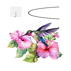 Бледно-Розовый Колибри цветок железный настенный декор, для сада, крыльца, патио, балкона, украшения, с цепью и крючком, розовый жемчуг, 201x305 мм