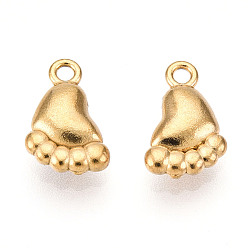 Настоящее золото 18K 304 прелести нержавеющей стали, очарование следа, реальный 18 k позолоченный, 10x7x2.5 мм, отверстие : 1.2 мм