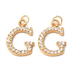 Letter G 304 Stainless Steel with Crystal Rhinestone Charms, Letter Charms, Polished, Ion Plating(IP), Golden, Letter G, 14x10x2mm, Hole: 2.5mm