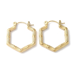 Настоящее золото 14K Серьги из 304 нержавеющей стали, шестиугольник, реальный 14 k позолоченный, 25x22.5x3 мм
