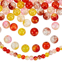 (52) Непрозрачная лаванда 240шт 6 цвета прозрачные окрашенные распылением стеклянные бусины с кракле, с золотой фольгой, круглые, на день благодарения, разноцветные, 8~9 мм, отверстие : 1.2~1.5 мм, 40 шт / цвет