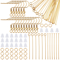 Plaqué 18K Or Véritable Kits de fabrication de bijoux de bricolage, y compris 304 crochets de boucles d'oreilles, anneaux et épingles en acier inoxydable, écrous en plastique, réel 18 k plaqué or