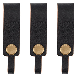 Черный 3 шт. брелоки из коровьей кожи, золотые, чёрные, 66x15.5x10 мм