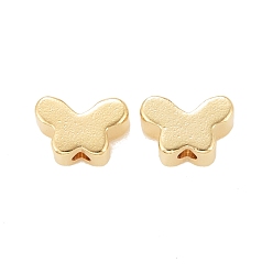 Plaqué 24K Or Véritable Placage en rack perles de laiton écologiques, sans plomb et sans cadmium, plaqué longue durée, papillon, réel 24 k plaqué or, 5x7x3mm, Trou: 1mm
