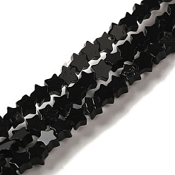 Black Onyx Натуральные бусины из черного оникса (окрашенные и нагретые), звезда, 4x4.5x2 мм, отверстие : 0.8 мм, около 102 шт / нитка, 15.35 дюйм (39 см)