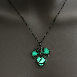 Бирюза Подвески из светящегося сплава, Ожерелье, Хэллоуин, дракон/череп/лошадь/пистолет, бирюзовые, 17.72 дюйм (45 см)