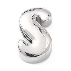 Letter S Латунные бусины с инициалами, платина, долговечный, стойки покрытие, без свинца и без кадмия, Письмо с, 21.5x13.5x6.5 мм, отверстие : 8.5x4 мм