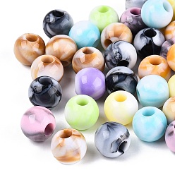 (52) Непрозрачная лаванда Двухцветные непрозрачные акриловые европейские бусины, круглые, большое отверстие шарик, разноцветные, 13.5~14 мм, отверстие : 5 мм, Около 384 шт / 500 г