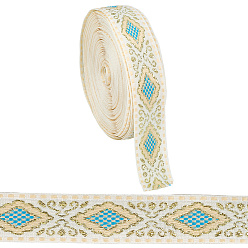 Темно-Голубой 10ярды полиэстеровых лент для вышивки, жаккардовая лента, аксессуары для одежды, ромб шаблон, глубокое синее небо, 21 мм