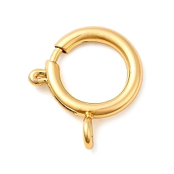 Настоящее золото 18K Латунная застежка пружинного кольца, стойки покрытие, без никеля , реальный 18 k позолоченный, 21x18x2.5 мм, отверстие : 2.5 мм