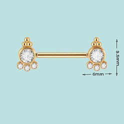 Золотой 304 Кольца для сосков из нержавеющей стали с кристаллами и стразами, золотые, 9.5x6 мм