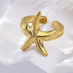 Настоящее золото 18K Stafish 304 открытые манжеты из нержавеющей стали для женщин, ионное покрытие (ip), реальный 18 k позолоченный, регулируемый