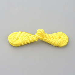 Gelb Handgemachte chinesische Frösche Knoten Tasten Sets, Polyester-Taste, Mispel, Gelb, 60~65x14~15x5~6 mm