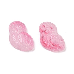 Бледно-фиолетовый Красный Прозрачные стеклянные бусины, сова, спекающийся лак, бледно-фиолетовый красный, 18x14.5x6.5 мм, отверстие : 1.2 мм