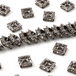 Кристалл Латунные бусины разделители для поставки стразов, класс А, без никеля , металлический черный , квадратный, кристалл, 6x6x3 мм, отверстие : 1 мм