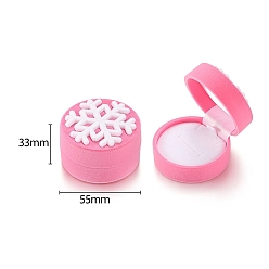 Бледно-Розовый Бархатные кольца шкатулка для драгоценностей, снежинка, розовый жемчуг, 5.5x5.5x3.3 см