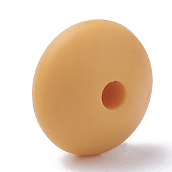 Sandy Brown Food Grade Eco-Friendly Silicone Beads, Chewing Beads For Teethers, DIY Nursing Necklaces Making, Rondelle, Sandy Brown, 12x6~7mm, Hole: 2mm