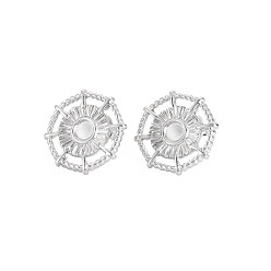Stainless Steel Color 304 Stainless Steel Stud Earring Findings, Earring Setting for Enamel, with Ear Nuts, Helm, Stainless Steel Color, 17x17mm, Pin: 0.7mm, Tray: 5mm