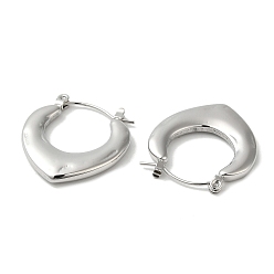 Stainless Steel Color 304 Stainless Steel Hoop Earrings for Women, Taerdrop, Stainless Steel Color, 25x23x3mm