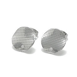 Stainless Steel Color Non-Tarnish 304 Stainless Steel Stud Earring Findings, with Loop, Wavy Flat Round, Stainless Steel Color, 12mm, Hole: 1.4mm, Pin: 0.8mm